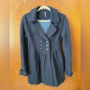 Free People Grey Wool Swing Jacket Size Small